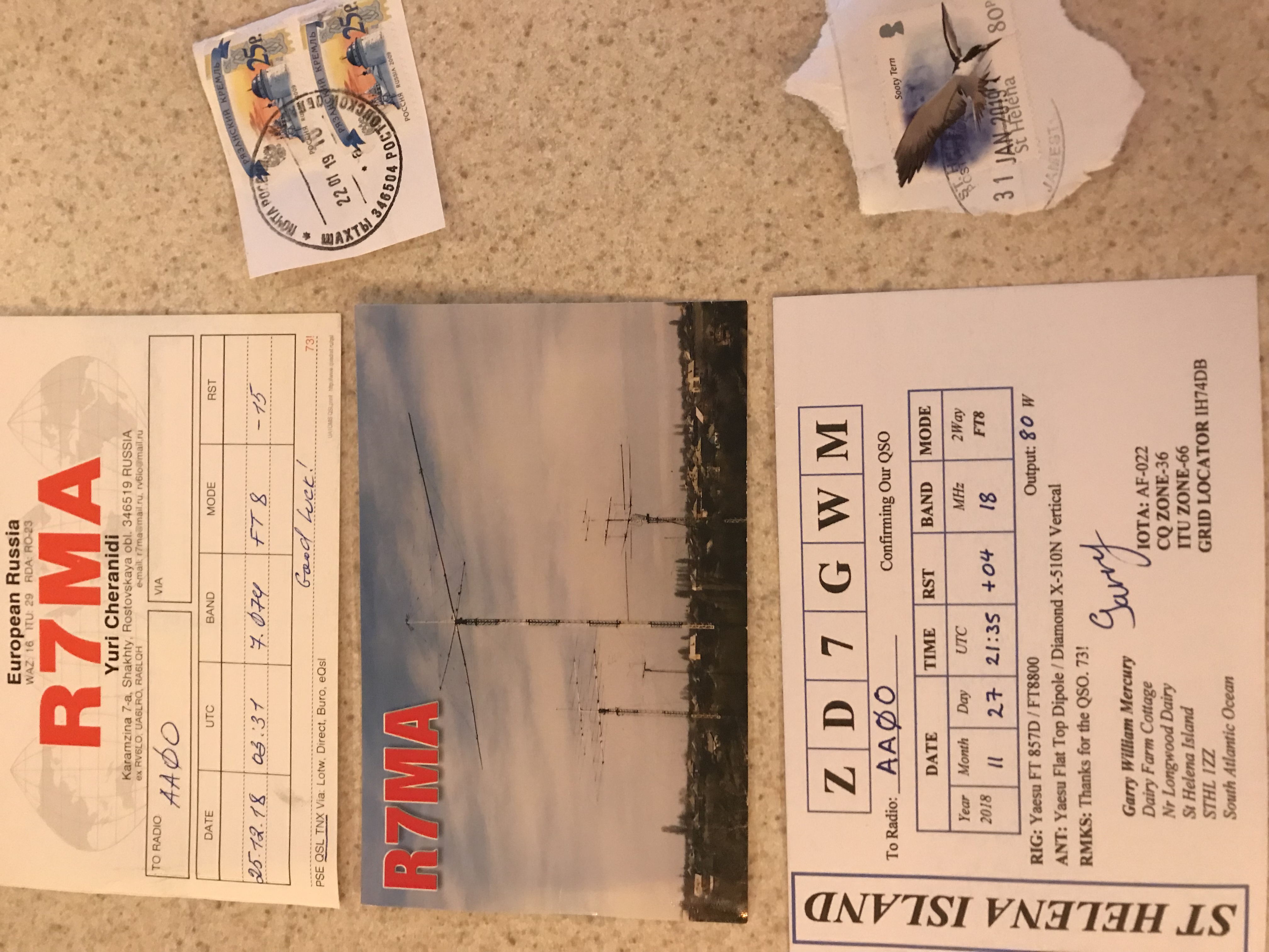 QSL from Russia and St. Helena
