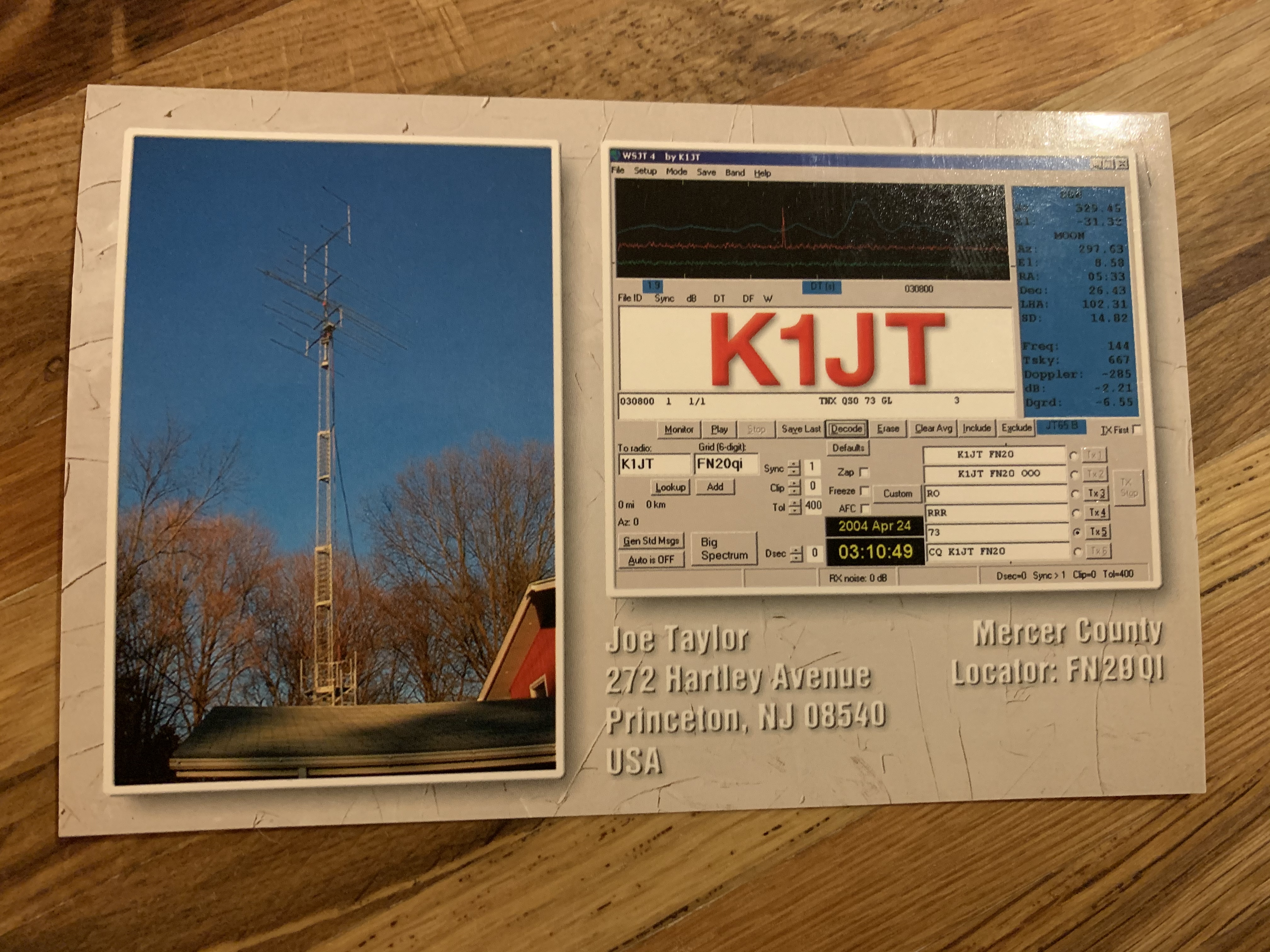 QSL Card from Joe Taylor K1JT!
