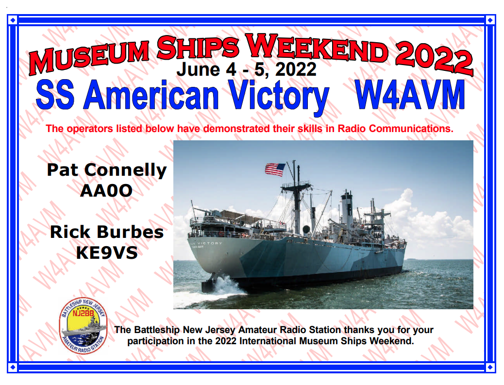 Museum Ships Weekend certificate Radio Blog